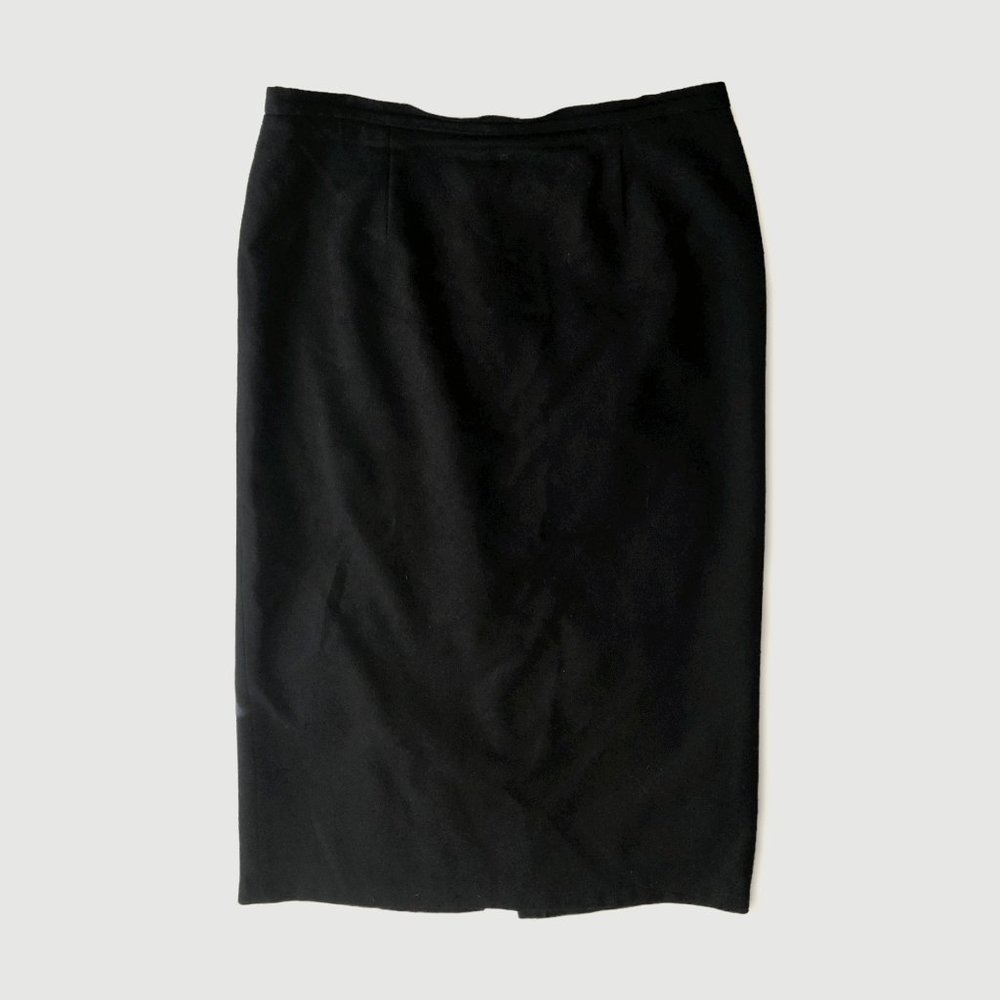 80s Vintage Sag Harbor Black Wool Midi Skirt size 16, 100% wool
